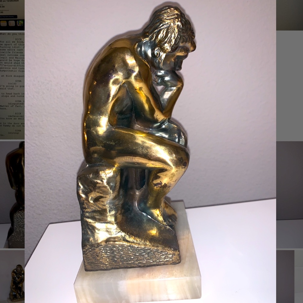 The Thinker Sculpture By Rodin Gold Cast Iron